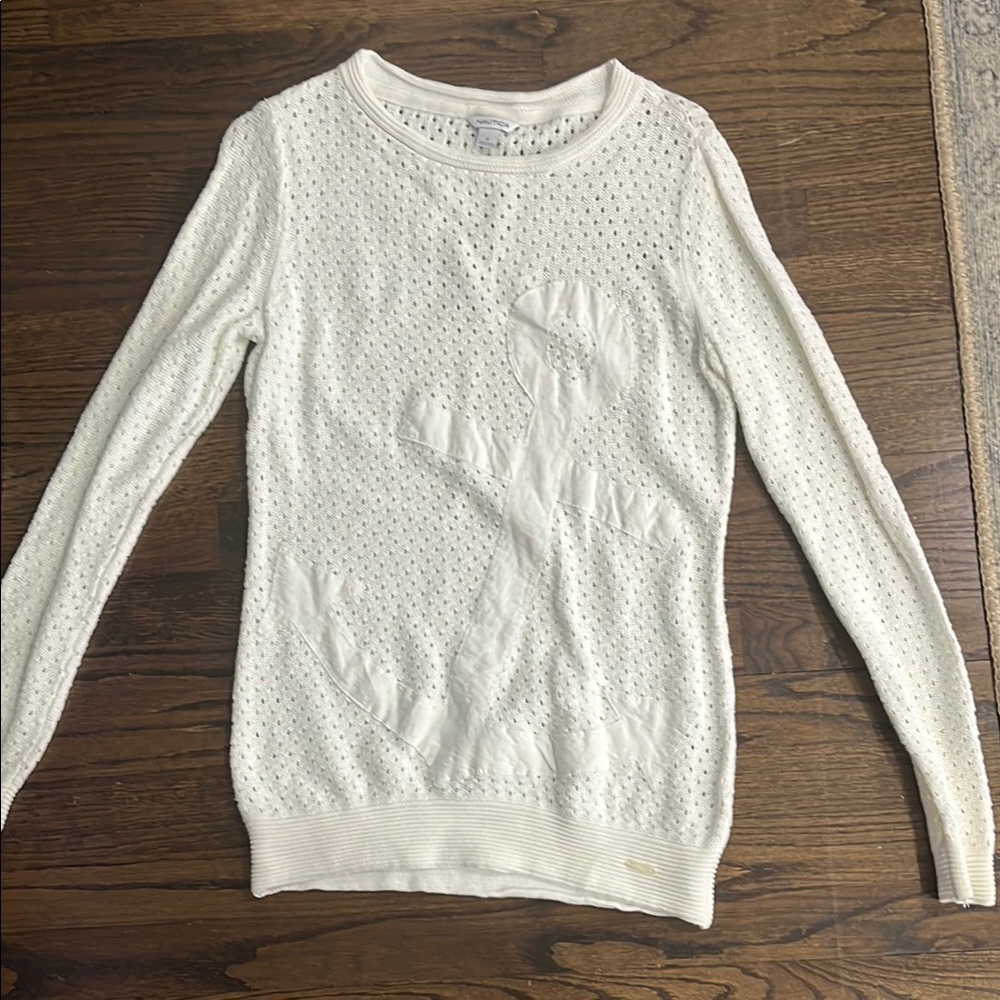 Nautica White Sweater with Anchor Design
